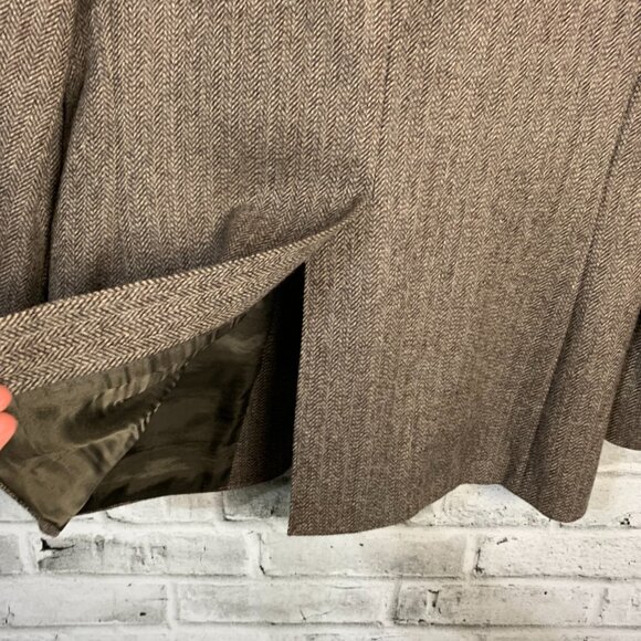 Vintage Tweed Blazer Sport Coat 38 Brown Herringbone Wool 90s Old Money Jacket - Picture 7 of 16